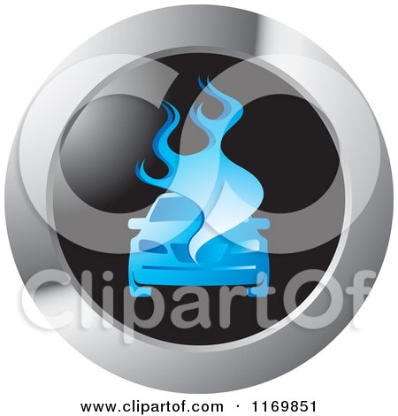 Clipart of a Round Blue Burning Car Icon - Royalty Free Vector Illustration by Lal Perera