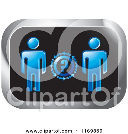 Clipart of a Rectangle Icon with Blue People and a Question Mark - Royalty Free Vector Illustration by Lal Perera
