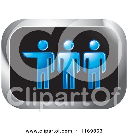 Clipart of a Rectangle Icon with Blue People - Royalty Free Vector Illustration by Lal Perera