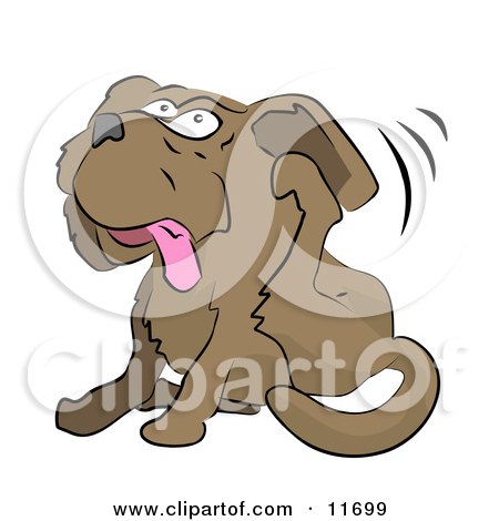 Dog Itching its Ear With its Hind Leg Clipart Illustration by AtStockIllustration