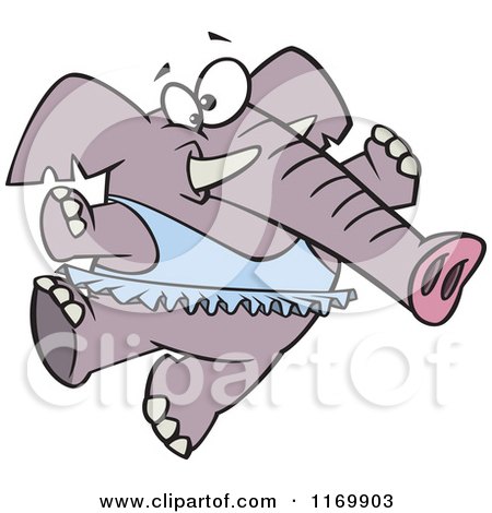 Cartoon of a Ballerina Elephant Dancing in a Blue Tutu - Royalty Free Vector Clipart by toonaday