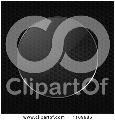 Clipart of a Glass Circle Frame over Black Mesh - Royalty Free Vector Illustration by elaineitalia