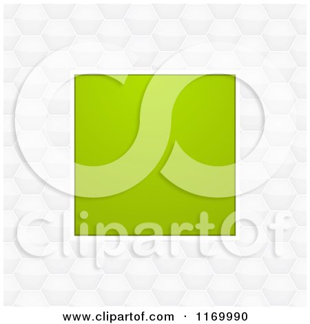 Clipart of a Green Square Frame over White Honeycombs - Royalty Free Vector Illustration by elaineitalia