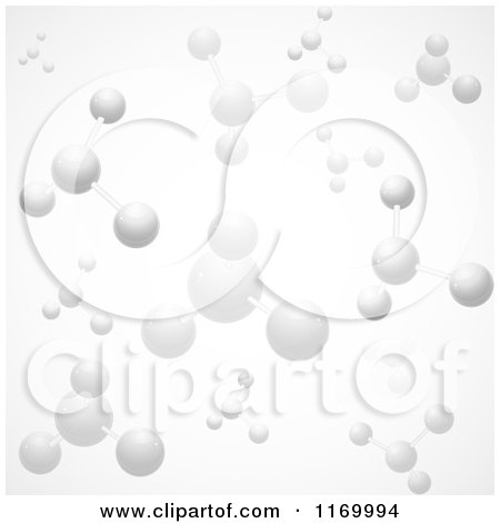 Clipart of a Background of 3d White Molecules - Royalty Free Vector Illustration by elaineitalia