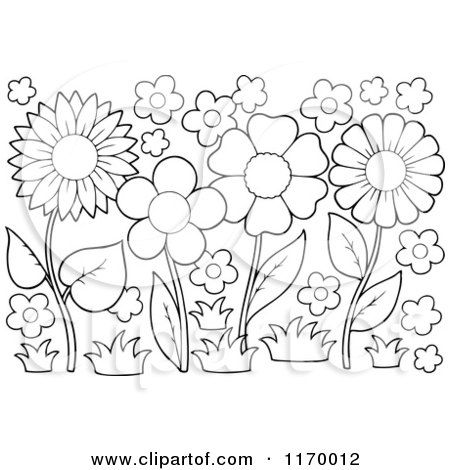Cartoon of Outlined Flowers - Royalty Free Vector Clipart by visekart