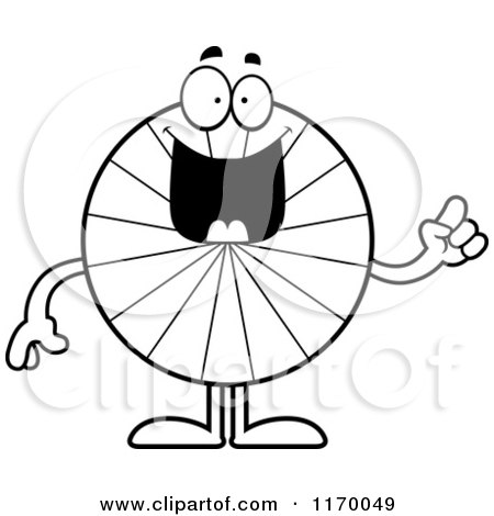 Cartoon of an Outlined Smart Peppermint Candy Mascot with an Idea - Royalty Free Vector Clipart by Cory Thoman