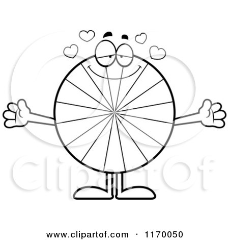 Cartoon of an Outlined Loving Peppermint Candy Mascot with Open Arms - Royalty Free Vector Clipart by Cory Thoman