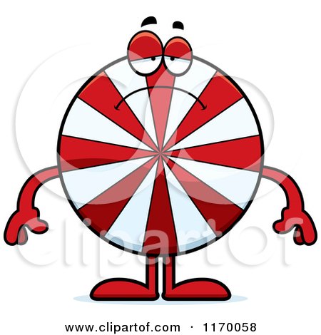 Cartoon of a Depressed Peppermint Candy Mascot - Royalty Free Vector Clipart by Cory Thoman