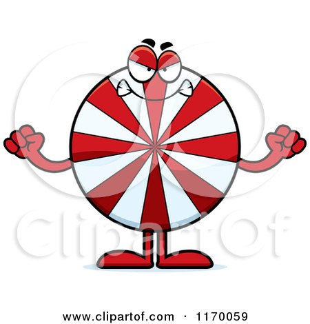 Cartoon of a Mad Peppermint Candy Mascot - Royalty Free Vector Clipart by Cory Thoman