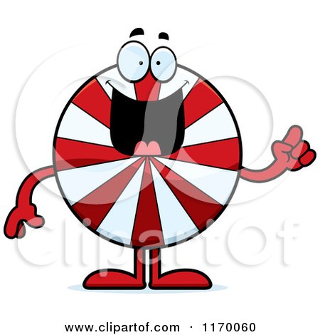 Cartoon of a Smart Peppermint Candy Mascot with an Idea - Royalty Free Vector Clipart by Cory Thoman
