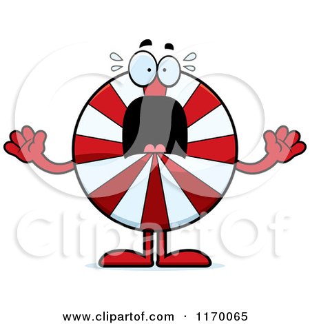 Cartoon of a Screaming Peppermint Candy Mascot - Royalty Free Vector Clipart by Cory Thoman