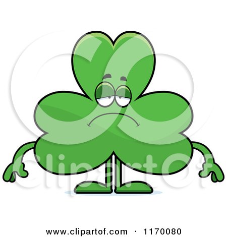 Cartoon of a Depressed Shamrock Mascot - Royalty Free Vector Clipart by Cory Thoman