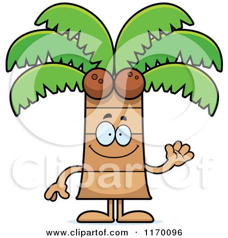 Cartoon of an Outlined Happy Coconut Palm Tree Mascot - Royalty Free Vector  Clipart by Cory Thoman #1170089