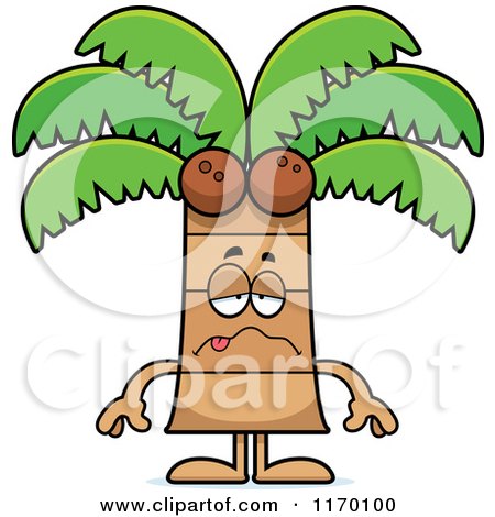 Cartoon of a Sick Coconut Palm Tree Mascot - Royalty Free Vector Clipart by Cory Thoman