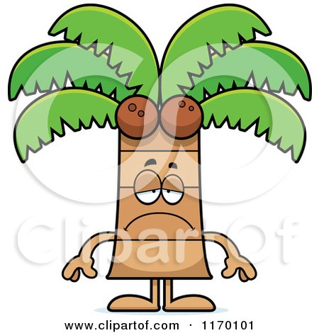 Cartoon of a Depressed Coconut Palm Tree Mascot - Royalty Free Vector Clipart by Cory Thoman