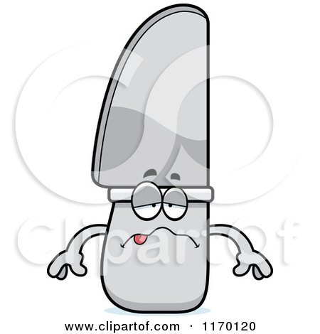 Cartoon of a Sick Knife Mascot - Royalty Free Vector Clipart by Cory Thoman