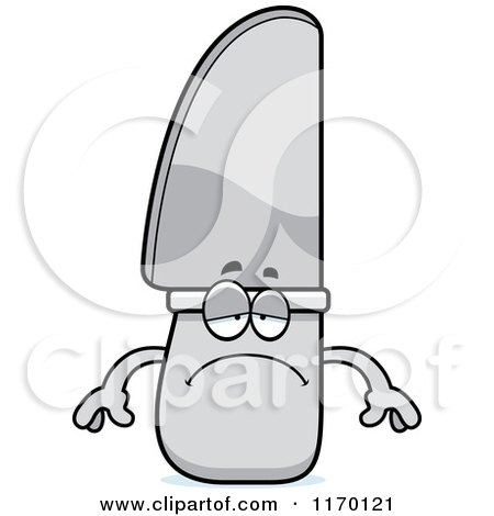 Cartoon of a Depressed Knife Mascot - Royalty Free Vector Clipart by Cory Thoman