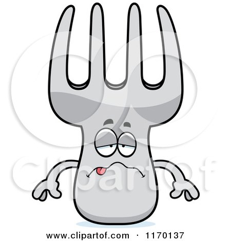 Cartoon of a Sick Fork Mascot - Royalty Free Vector Clipart by Cory Thoman