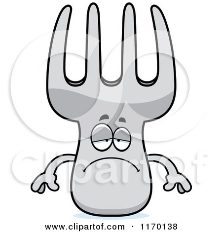 Cartoon of a Depressed Fork Mascot - Royalty Free Vector Clipart by Cory Thoman