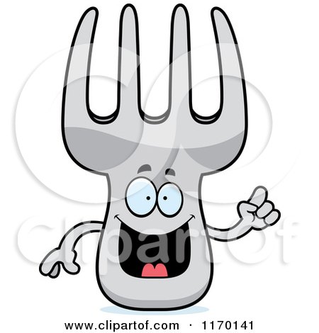 Cartoon of a Smart Fork Mascot with an Idea - Royalty Free Vector Clipart by Cory Thoman