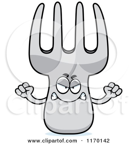 Cartoon of a Mad Fork Mascot - Royalty Free Vector Clipart by Cory Thoman