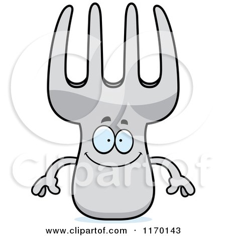Cartoon of a Happy Fork Mascot - Royalty Free Vector Clipart by Cory Thoman