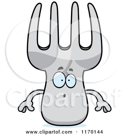 Cartoon of a Surprised Fork Mascot - Royalty Free Vector Clipart by Cory Thoman