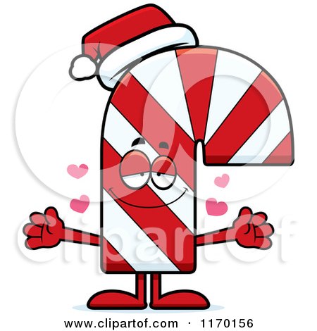 Cartoon of a Loving Candy Cane Mascot Wanting a Hug - Royalty Free Vector Clipart by Cory Thoman