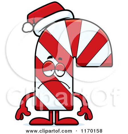 Cartoon of a Depressed Candy Cane Mascot - Royalty Free Vector Clipart by Cory Thoman