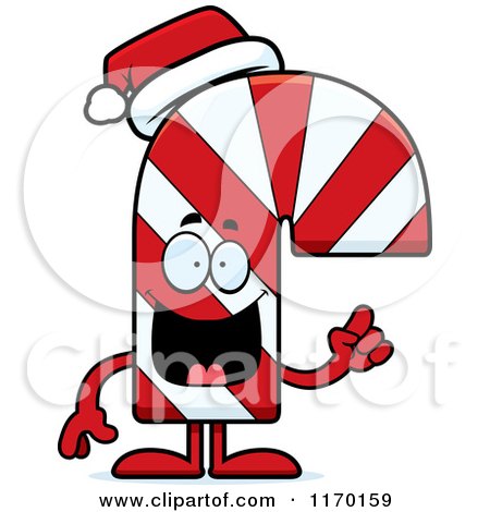 Cartoon of a Candy Cane Mascot with an Idea - Royalty Free Vector Clipart by Cory Thoman