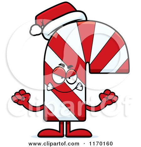 Cartoon of a Mad Candy Cane Mascot - Royalty Free Vector Clipart by Cory Thoman