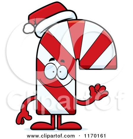 Cartoon of a Waving Candy Cane Mascot - Royalty Free Vector Clipart by Cory Thoman
