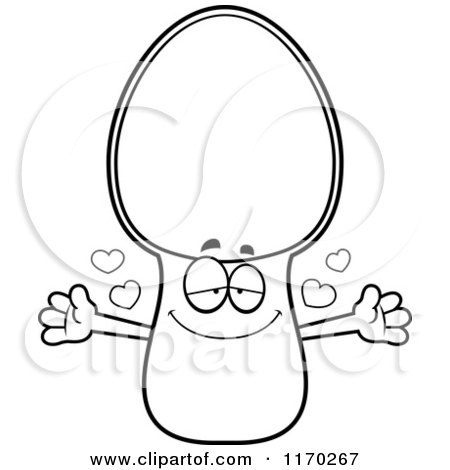 Cartoon of an Outlined Loving Spoon Mascot Wanting a Hug - Royalty Free Vector Clipart by Cory Thoman