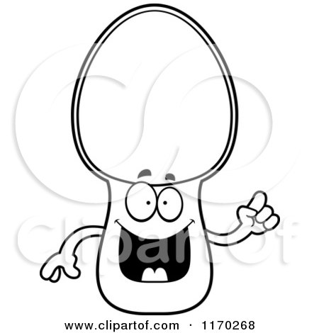 Cartoon of an Outlined Smart Spoon Mascot with an Idea - Royalty Free Vector Clipart by Cory Thoman