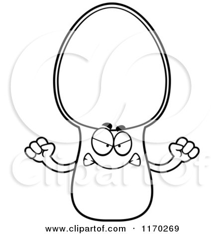 Cartoon of an Outlined Mad Spoon Mascot - Royalty Free Vector Clipart by Cory Thoman