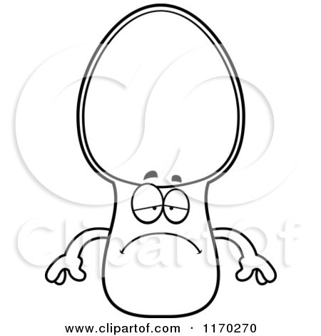 Cartoon of an Outlined Depressed Spoon Mascot - Royalty Free Vector Clipart by Cory Thoman