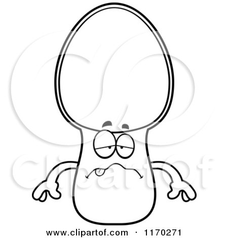 Cartoon of an Outlined Sick Spoon Mascot - Royalty Free Vector Clipart by Cory Thoman