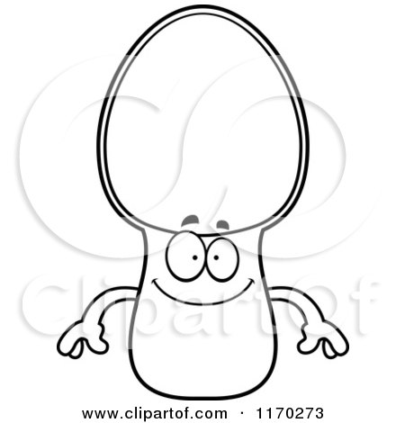 Cartoon of an Outlined Happy Spoon Mascot - Royalty Free Vector Clipart by Cory Thoman
