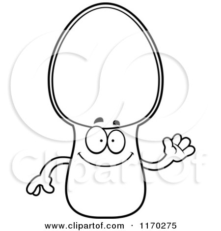 Cartoon of an Outlined Waving Spoon Mascot - Royalty Free Vector Clipart by Cory Thoman