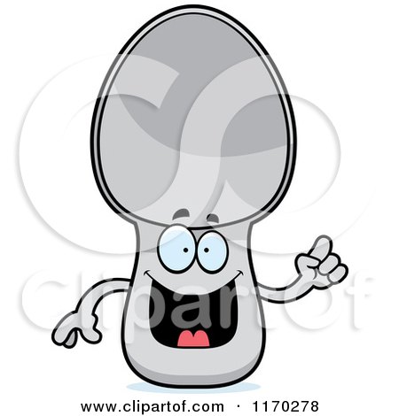 Cartoon of a Smart Spoon Mascot with an Idea - Royalty Free Vector Clipart by Cory Thoman