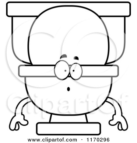 Cartoon of an Outlined Surprised Toilet Mascot - Royalty Free Vector Clipart by Cory Thoman