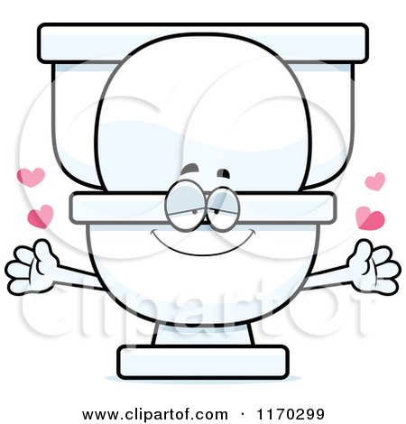 Cartoon of a Loving Toilet Mascot Wanting a Hug - Royalty Free Vector Clipart by Cory Thoman