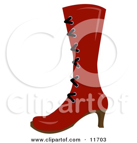 High Red Boot With Laces and a Heel Clipart Picture by AtStockIllustration