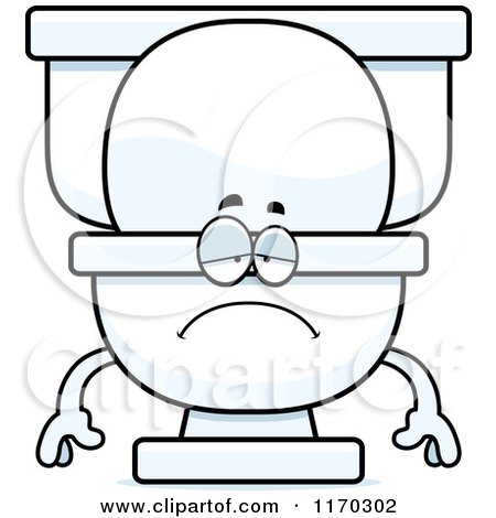 Cartoon of a Depressed Toilet Mascot - Royalty Free Vector Clipart by Cory Thoman