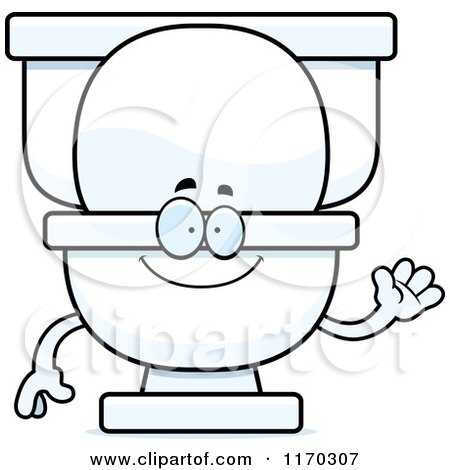 Cartoon of a Waving Toilet Mascot - Royalty Free Vector Clipart by Cory Thoman