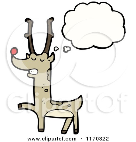 Cartoon of a Thinking Reindeer - Royalty Free Vector Illustration by lineartestpilot