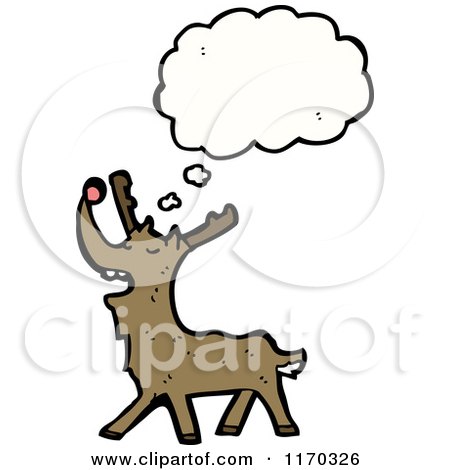 Cartoon of a Thinking Reindeer - Royalty Free Vector Illustration by lineartestpilot
