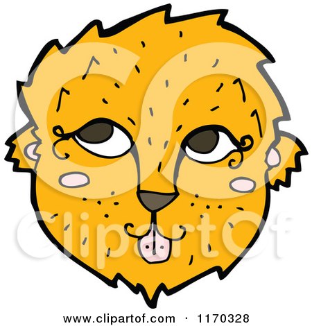 Cartoon of a Big Cat Face - Royalty Free Vector Illustration by lineartestpilot