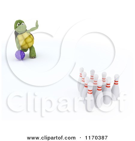 Clipart of a 3d Bowling Tortoise 2 - Royalty Free CGI Illustration by KJ Pargeter
