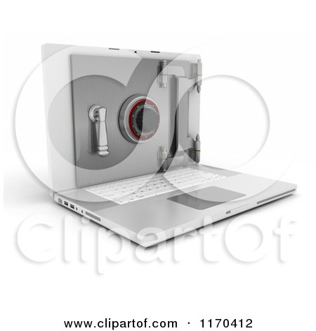 Clipart of a 3d Secure Laptop Computer Vault Safe - Royalty Free CGI Illustration by KJ Pargeter